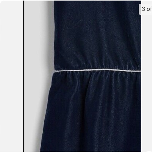 GAP Kids Girls NEW 6-7 Navy Blue Velvet Short Sleeve Romper NWT - Picture 3 of 4